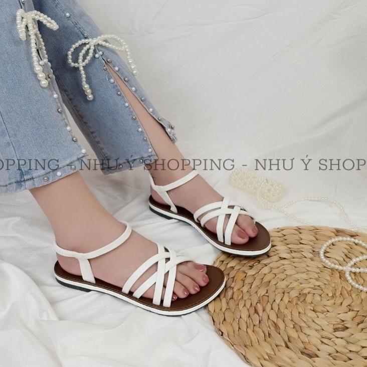 Giày sandal nữ đi học, đi chơi 4 dây chéo cách điệu xinh xắn Hình Thật- tb4cheo