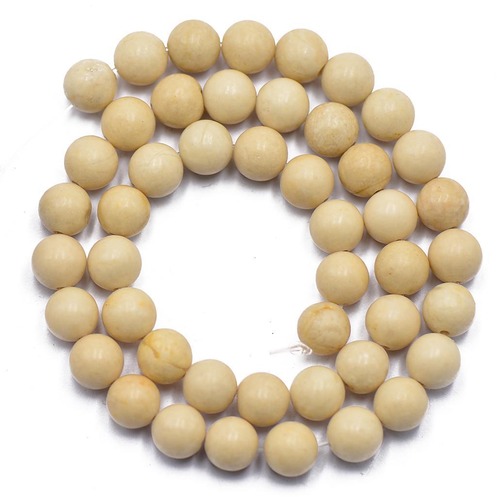 8mm Cream  Round Gemstone Loose Beads Strand 15.5" Jewelry Finding