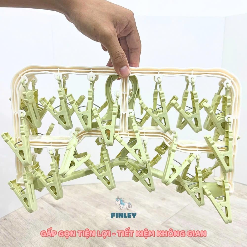 [Tặng thêm 4 móc] Móc Chùm Nhựa PP Cao Cấp Dày Dặn FINLEY 36 Kẹp Gấp Gọn, Xoay 360 Độ Phơi Quần Áo Trẻ Em