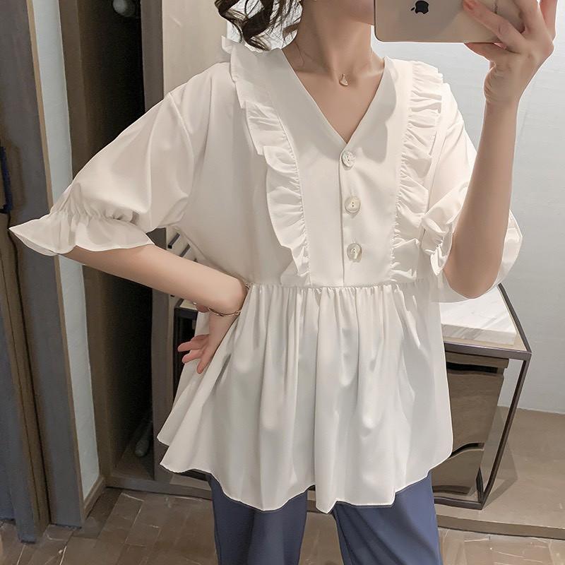 Bộ đồ bầu Babydoll ️ dáng rộng quần bầu bo gấu xinh xắn cho mẹ bầu BD932