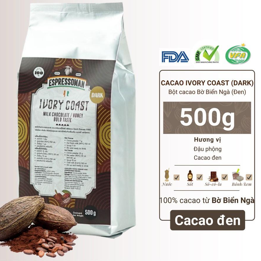 Cacao Ivory Coast Dark - Bột Cacao Ivory Coast Đen Nguyên Chất - Pha Chế - Làm Bánh - Kem - Đắng - Đen