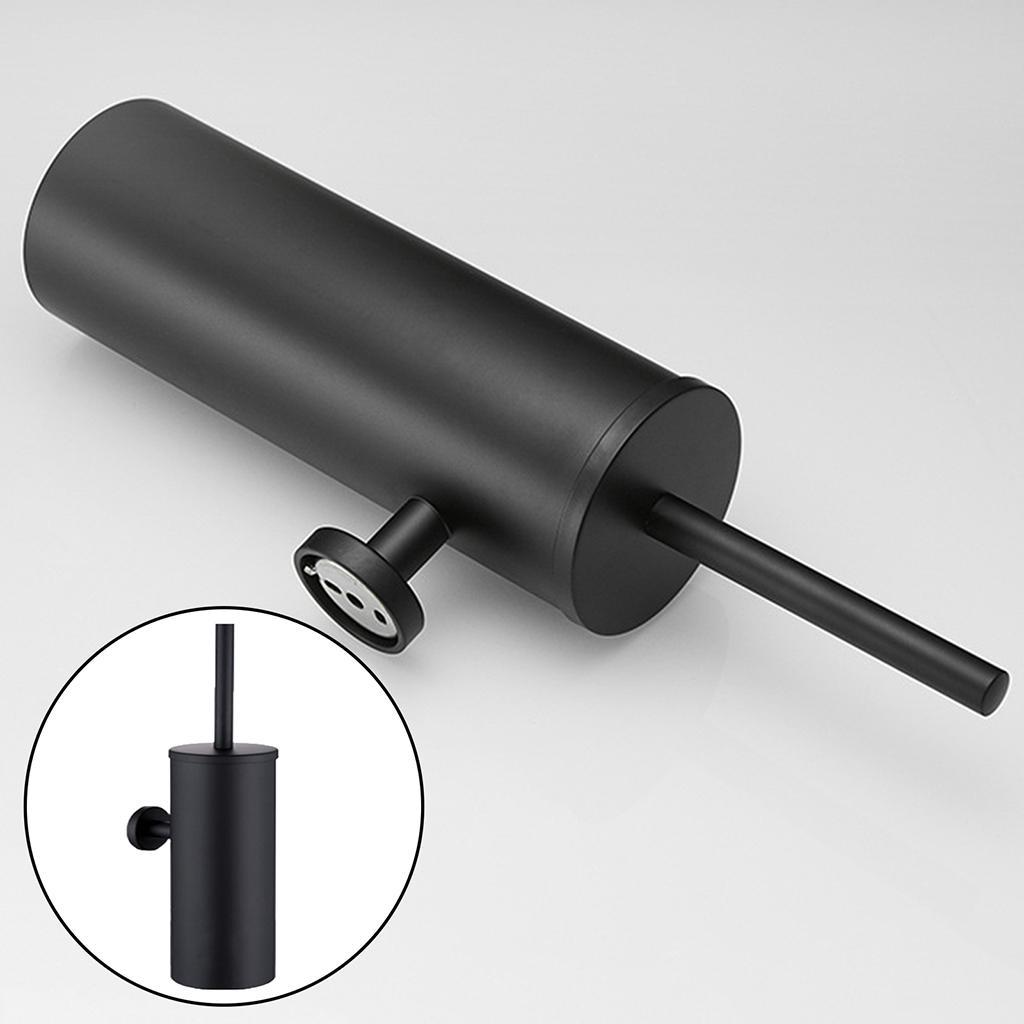 Wall Mounted Toilet Brush Detachable Brush Head for Bathroom black matte