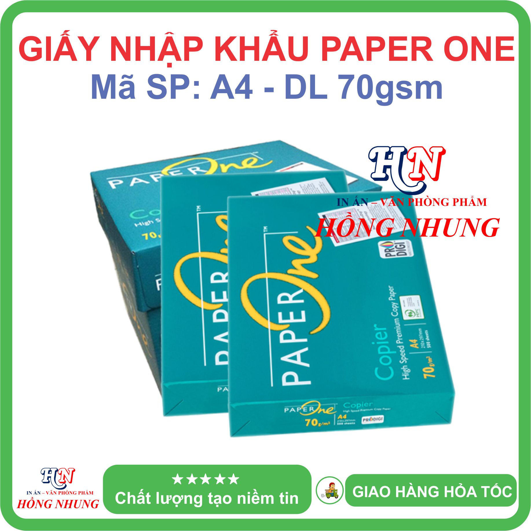 [HỒNG NHUNG] Giấy In A4 Paper One - Định Lượng 70gsm/80gsm, Chất Lượng Tốt, Hàng Giấy Thùng