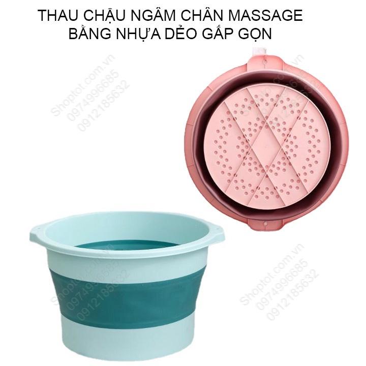 Thau chậu ngâm chân kiêm massage có thể gấp gọn, làm bằng nhựa PP-TPR mềm dẻo