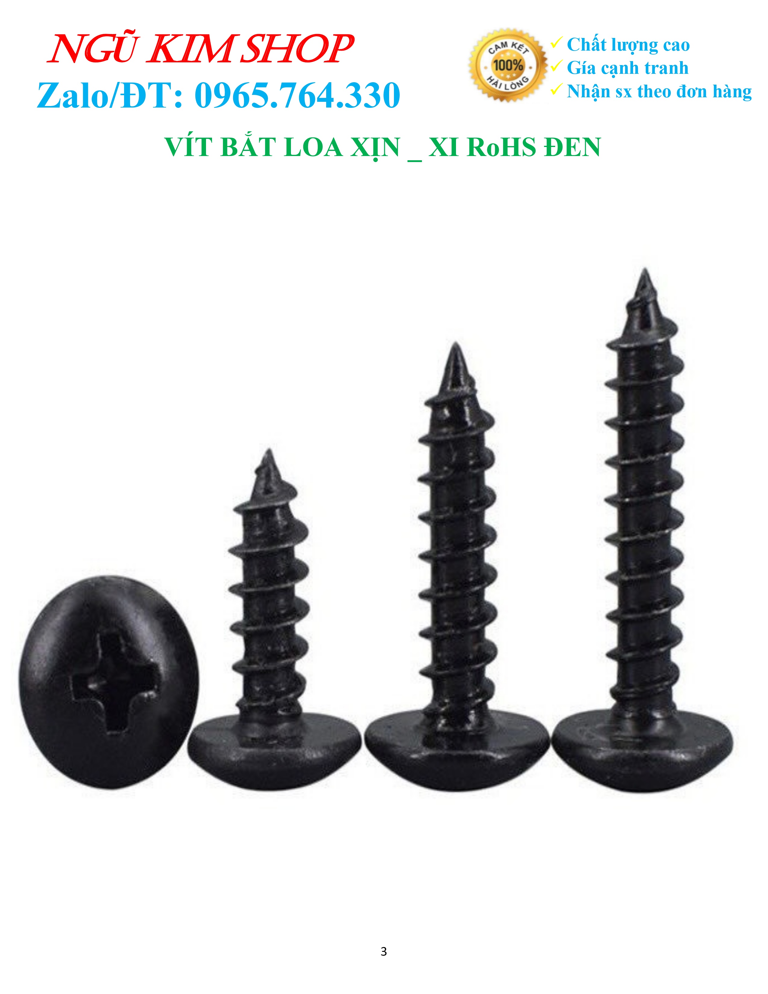 Vít Bắt Loa Xịn M4, M4.5, M5 Mạ Đen