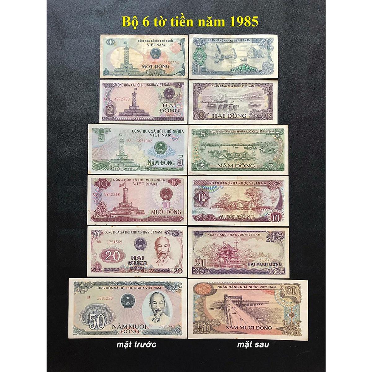 Sét 6 tờ tiền Việt Nam xưa 1985 sưu 1 đồng 2 đồng 5 đồng 10 đồng 20 đồng 100 đồng sưu tầm [LOẠI ĐẸP]