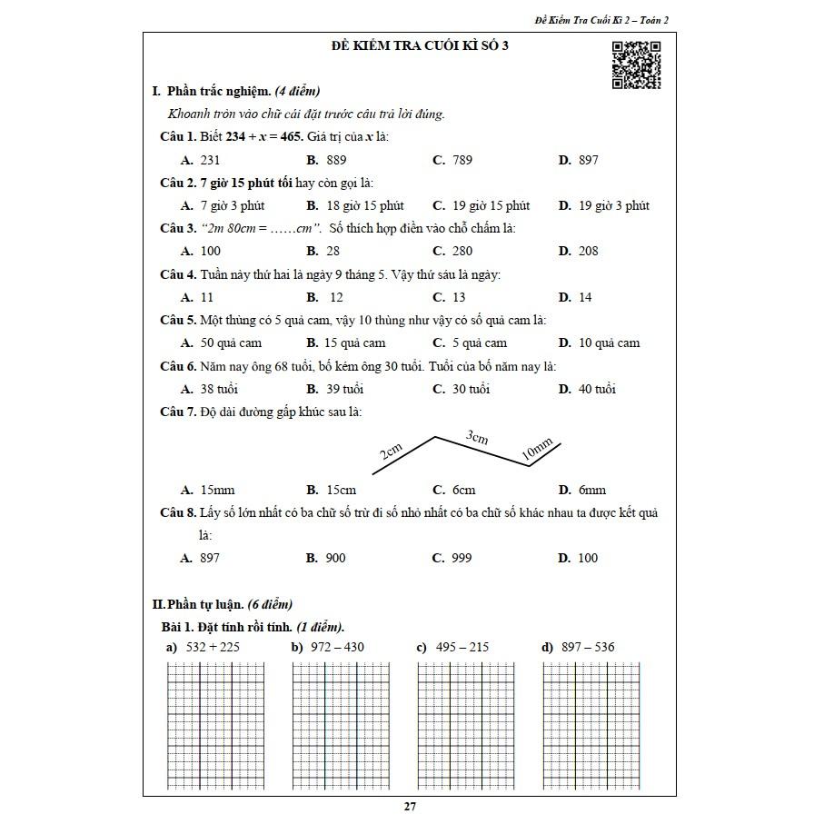 Đề Kiểm Tra Toán Lớp 4 Học Kỳ 1 (1 cuốn)