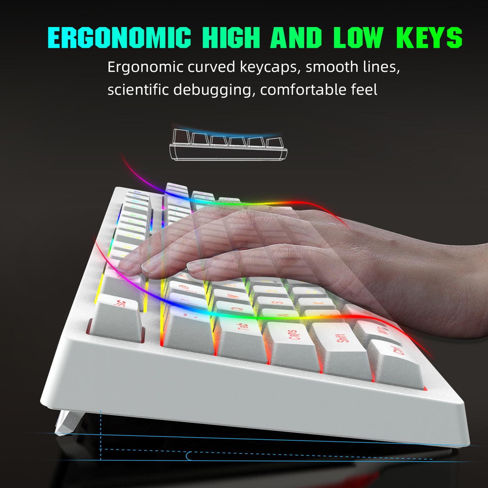 HXSJ L100 2.4G Wireless Membrane Keyboard 87 Keys Layout RGB Light Effect ABS Key Cap Built-in 1800mAh Lithium Battery