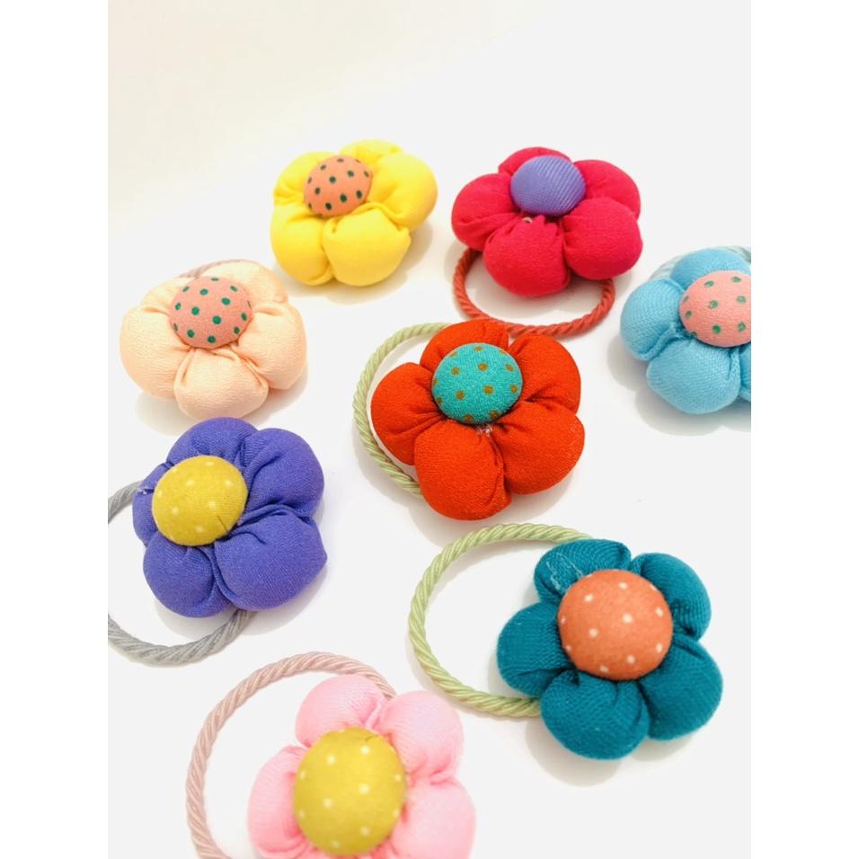 SET2 - DÂY BUỘC TÓC HÌNH HOA 3D BỌC VẢI XỊN XÒ - NUNAM SHOP