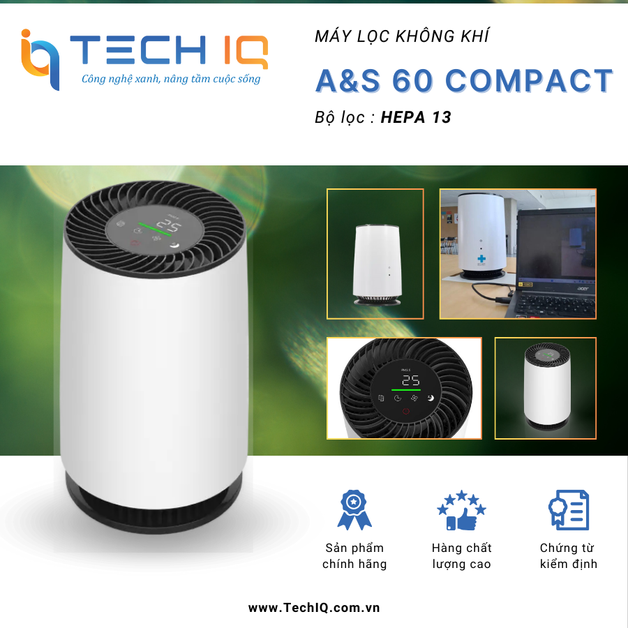 Máy Lọc Không Khí AIR ET SANTÉ A&amp;S 60 Compact - Dành Cho Phòng Nhỏ 10–15m² - Hàng Chính Hãng Nhập Khẩu Pháp