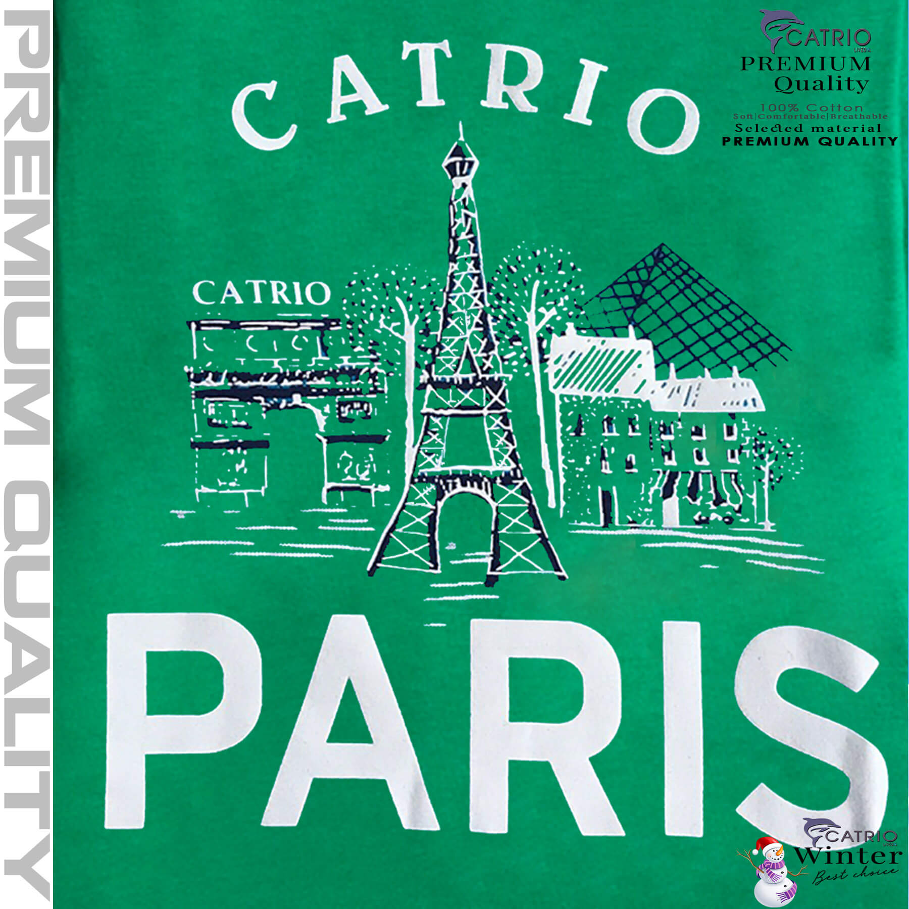 ÁO THUN DÀI TAY BÉ TRAI CATRIO in PARIS màu XANH LÁ là áo phông tay dài trẻ em từ 8kg 10kg 12 kg .. 30kg (8 tuổi) cổ tròn vải dệt kim co giãn 4 chiều + quần dài cotton thành bộ đồ thu đông cho bé rất đẹp