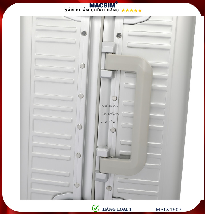 Vali hợp kim nhôm cao cấp Macsim MSLV1803 cỡ 20 inches, 24 inches màu đen, bạc hàng loại 1