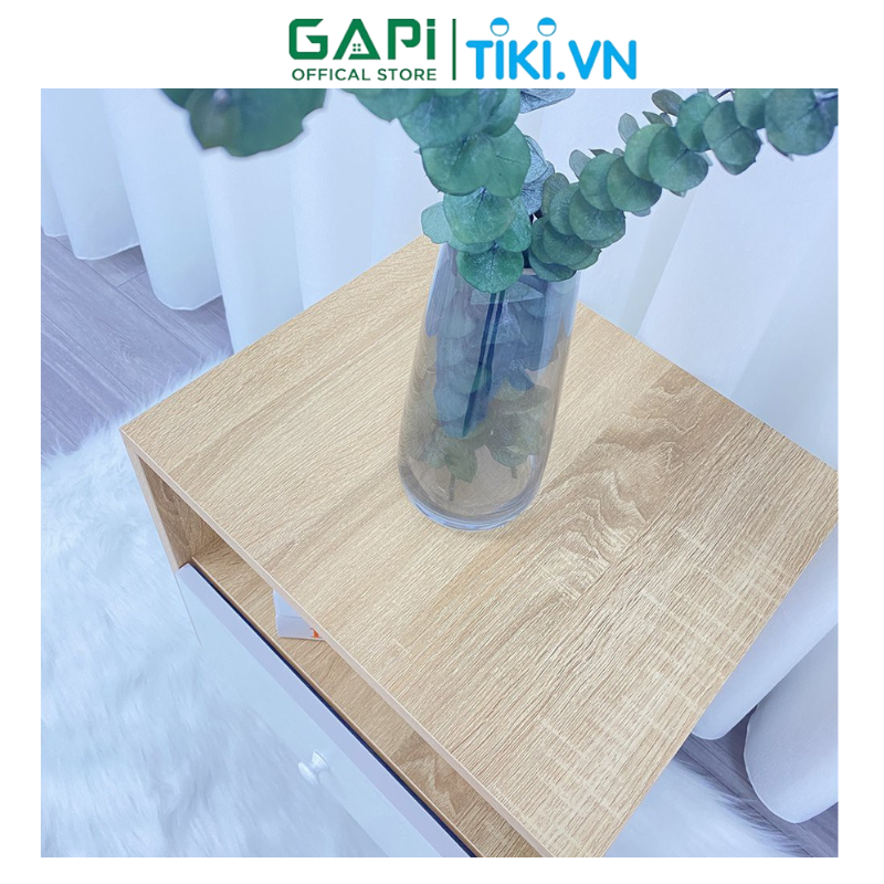 Tủ đầu giường GAPI có ngăn gỗ phối trắng, tab đầu giường tạo điểm nhấn cho không gian GP109
