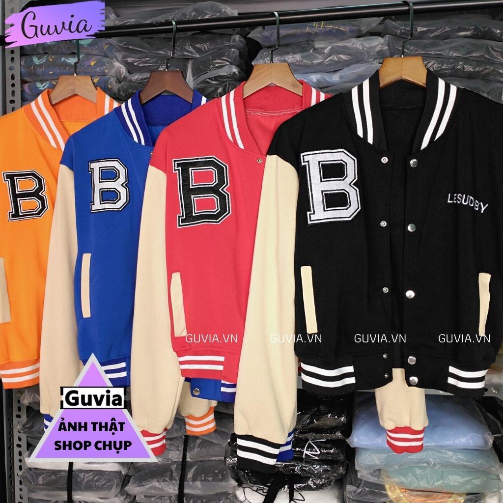 Áo Khoác Bomber Croptop Nỉ THÊU CHỮ B Nữ Form Rộng HOT Mặc Đẹp