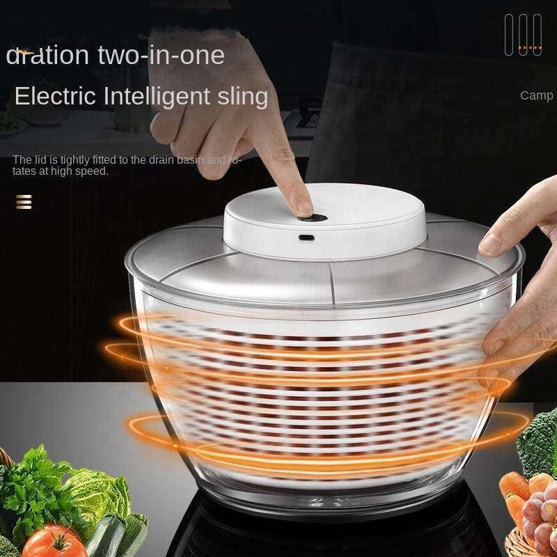 Máy tách nước rửa rau củ quả phương pháp li tâm pin sạc Vegetables Merit dung tích 6L cao cấp