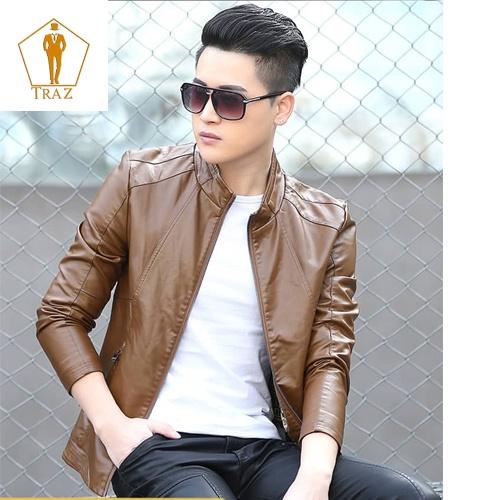 Áa da nam TRAZ cổ đứng phong cách hàn quốc, Áo khoác hai túi kéo lót dù cao cấp222