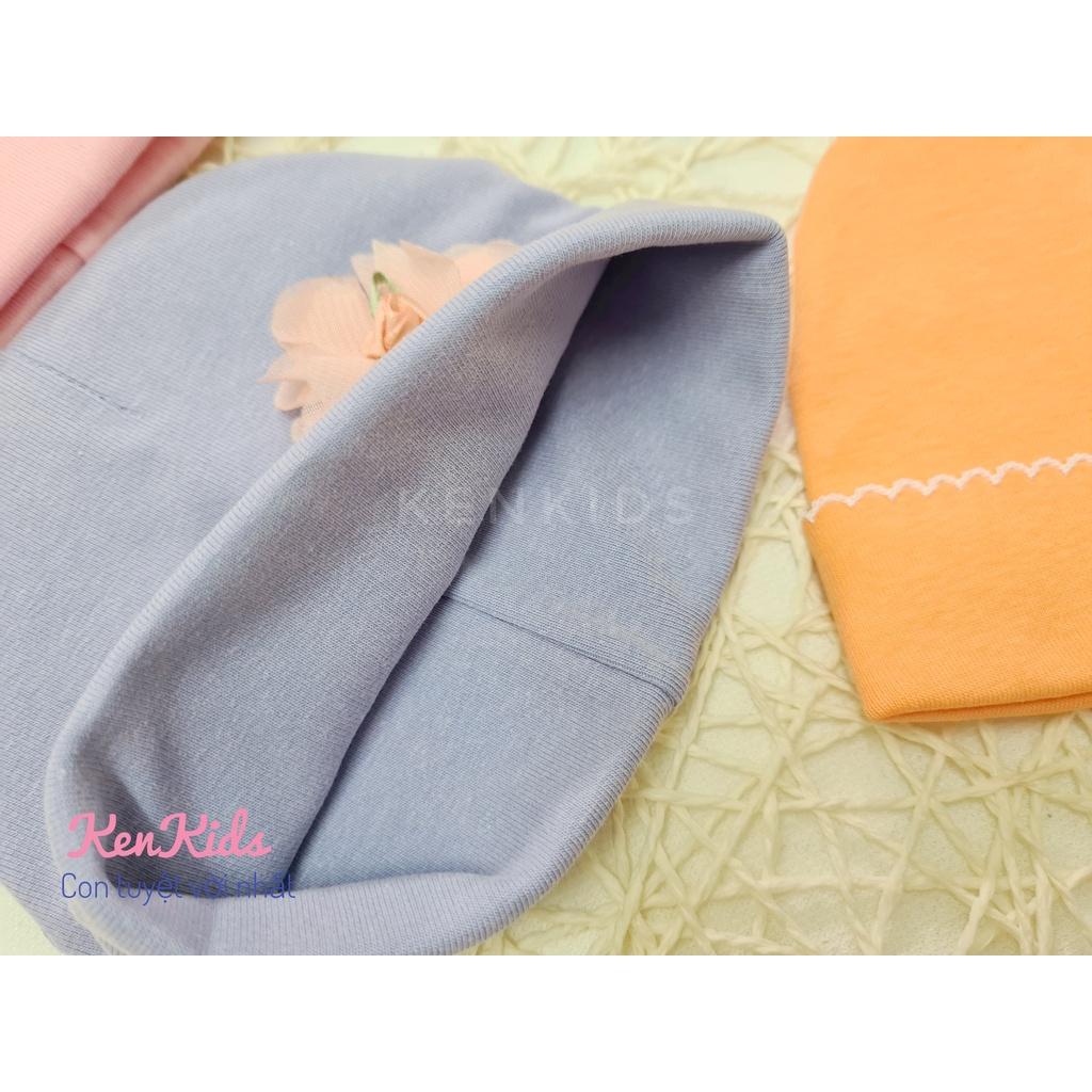 SET 5 Nón mũ tròn bo sơ sinh chất mềm - đính hoa đáng yêu cho bé gái