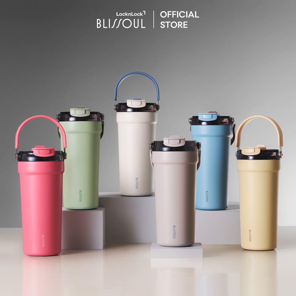 Ly giữ nhiệt thép phủ sứ LocknLock Blissoul Cafe Ceramic Tumbler 700ml LHC4440 có quai xách - Hàng Chính Hãng - JoyMall