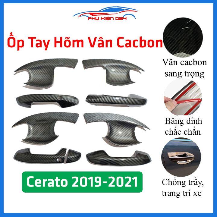 Ốp tay hõm Cerato 2019-2020-2021-2021 vân carbon, mạ crom chống trầy bảo vệ cửa xe ô tô