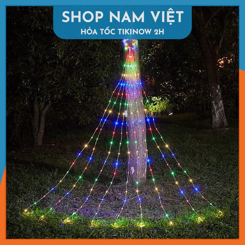 Đèn Ngôi Sao Thả 9 Dây Led Hạt Gạo Trang Trí Ngoài Trời, Treo Cây Thông Giáng Sinh Noel