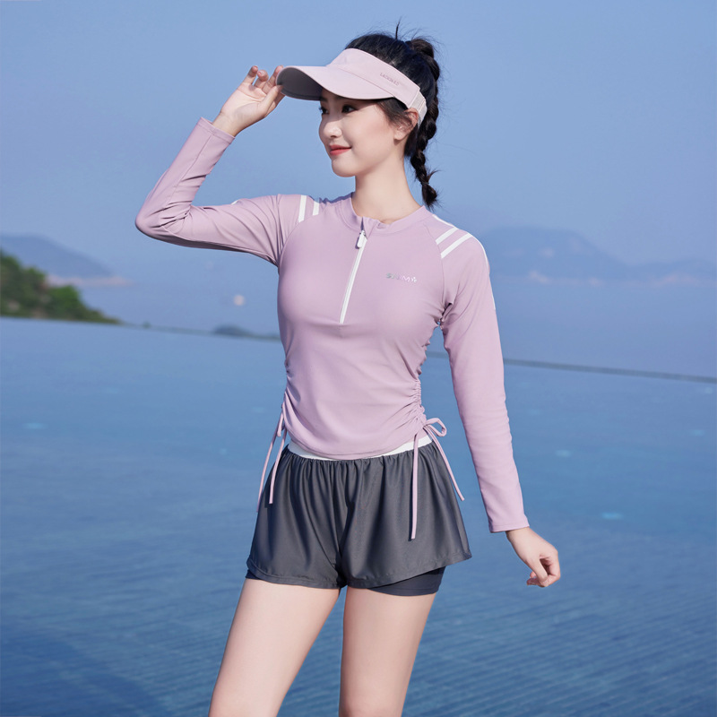 Đồ Bơi Nữ Rời Dài Tay Dây Rút Eo  Cao Cấp