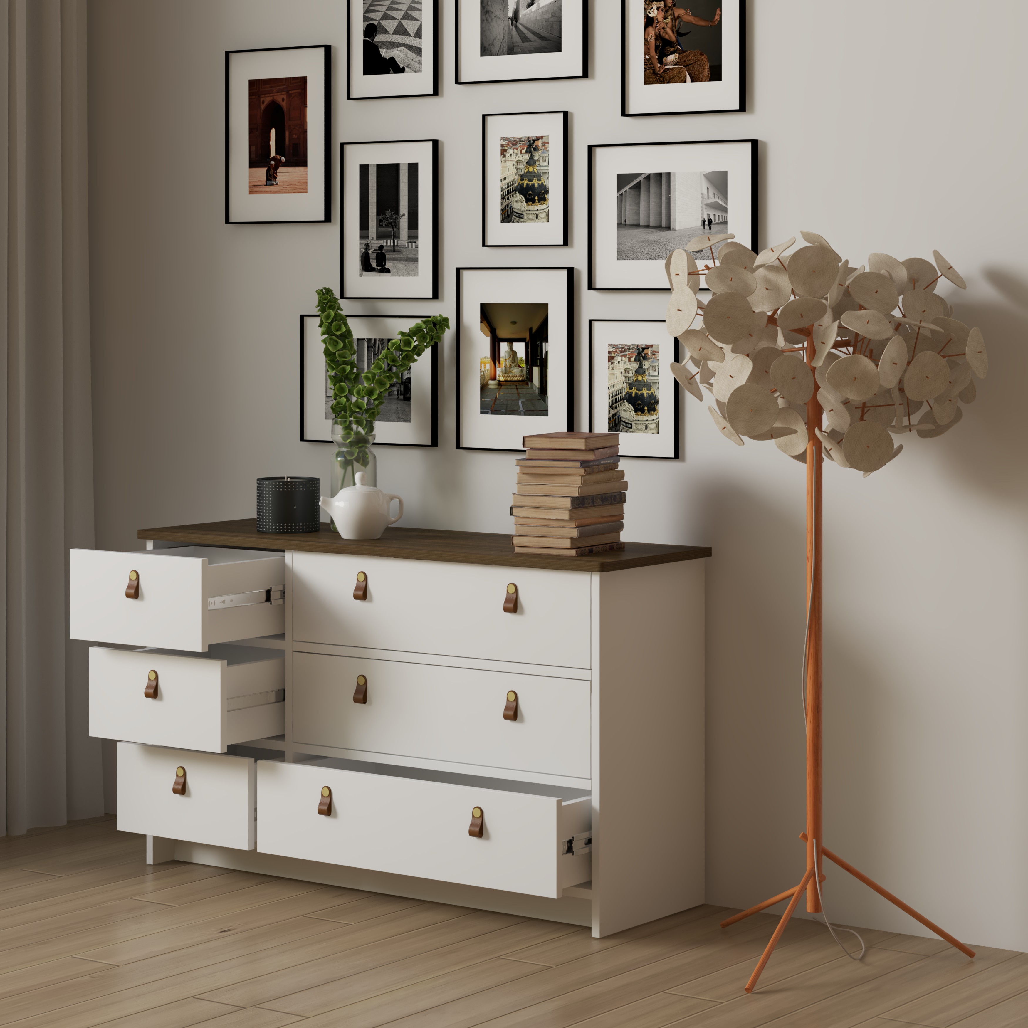 [Happy Home Furniture] NOMIA , Tủ lưu trữ 3 tầng - 6 ngăn kéo , 108cm x 35cm x 64cm ( DxRxC), THK_066