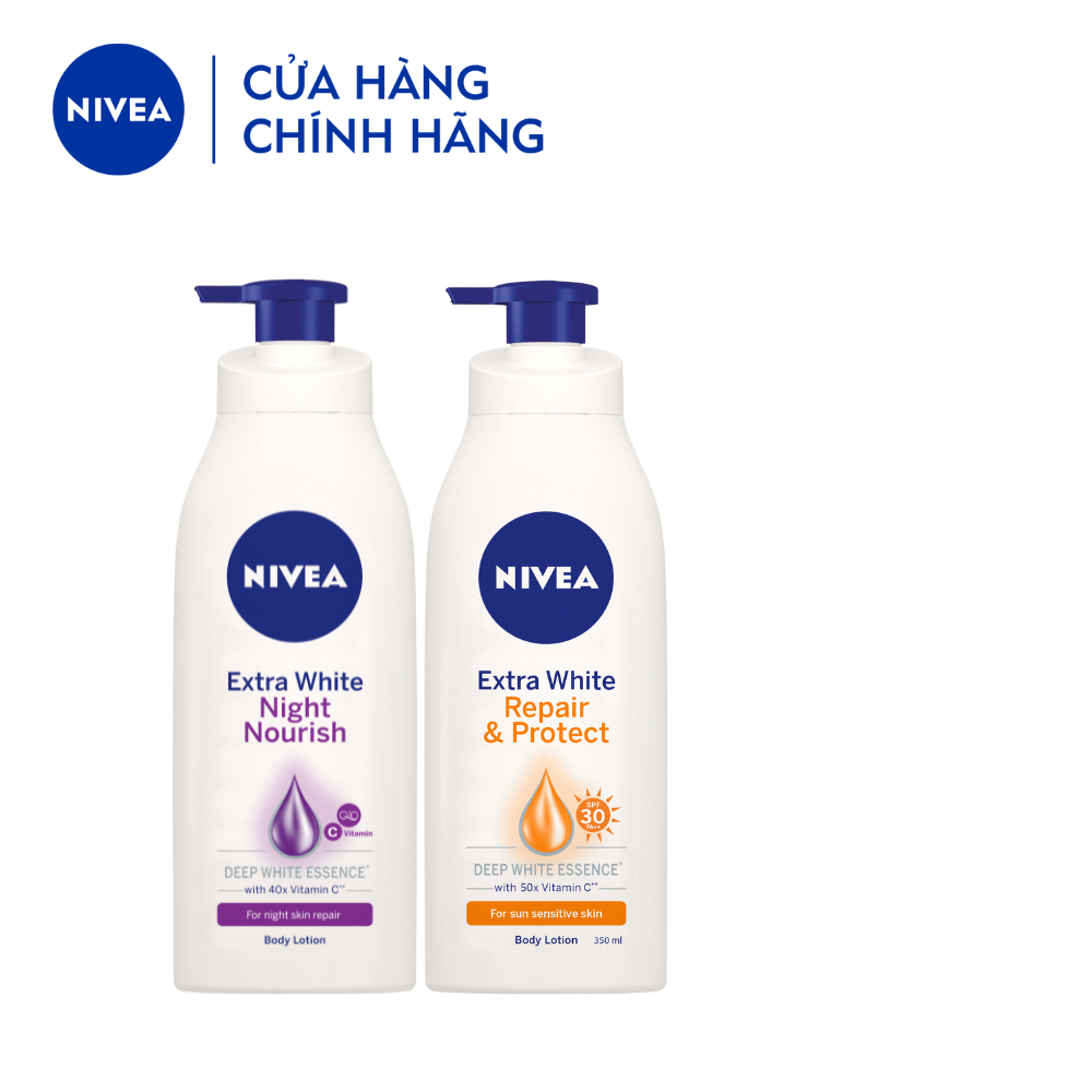 Bộ Đôi Sữa Dưỡng Thể NIVEA Phục Hồi &amp; Dưỡng Sáng Da Ngày &amp; Đêm (350 ml) - 88311+98412