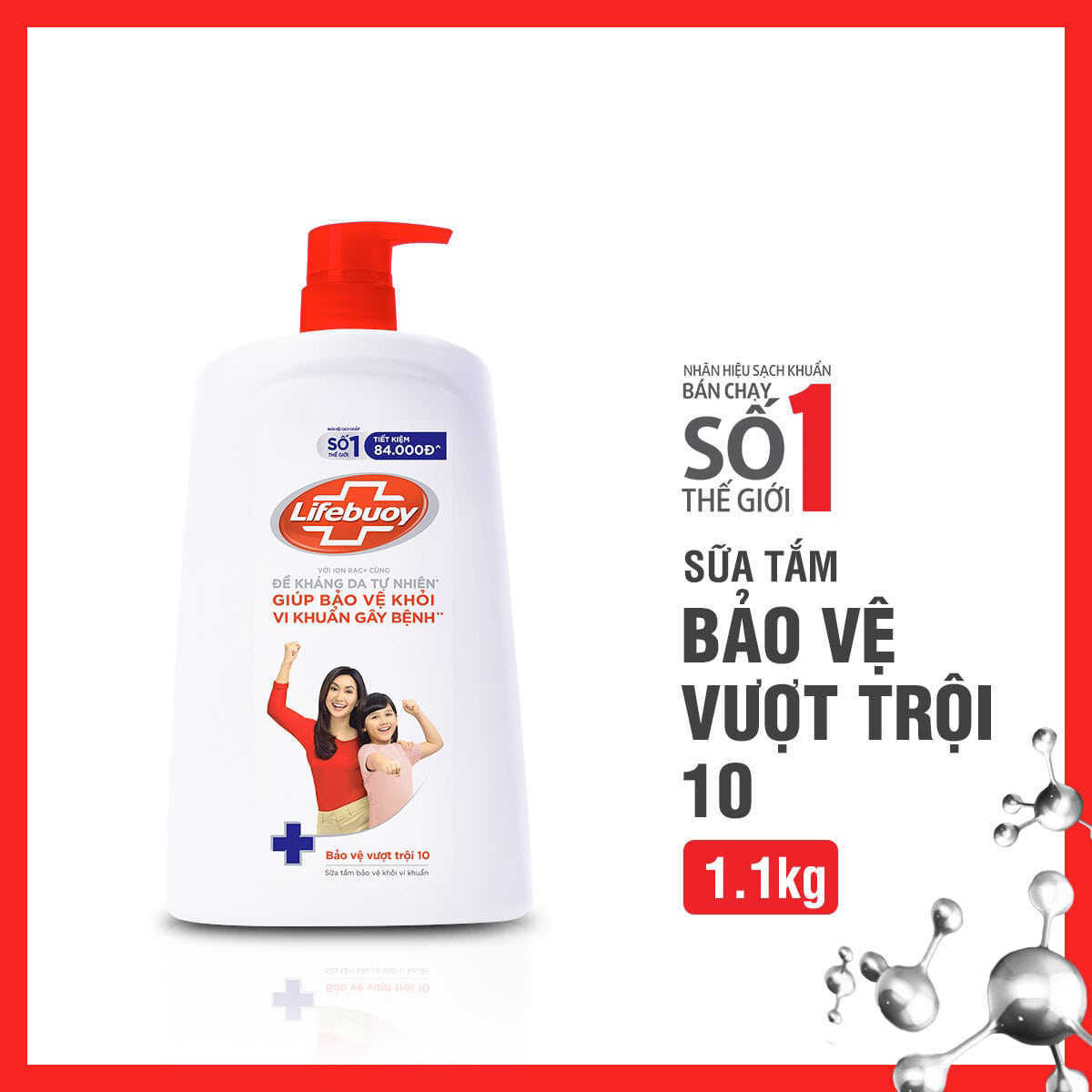 LIFEBUOY Sữa Tắm Bảo Vệ Vượt Trội (Đỏ) 1.1Kg