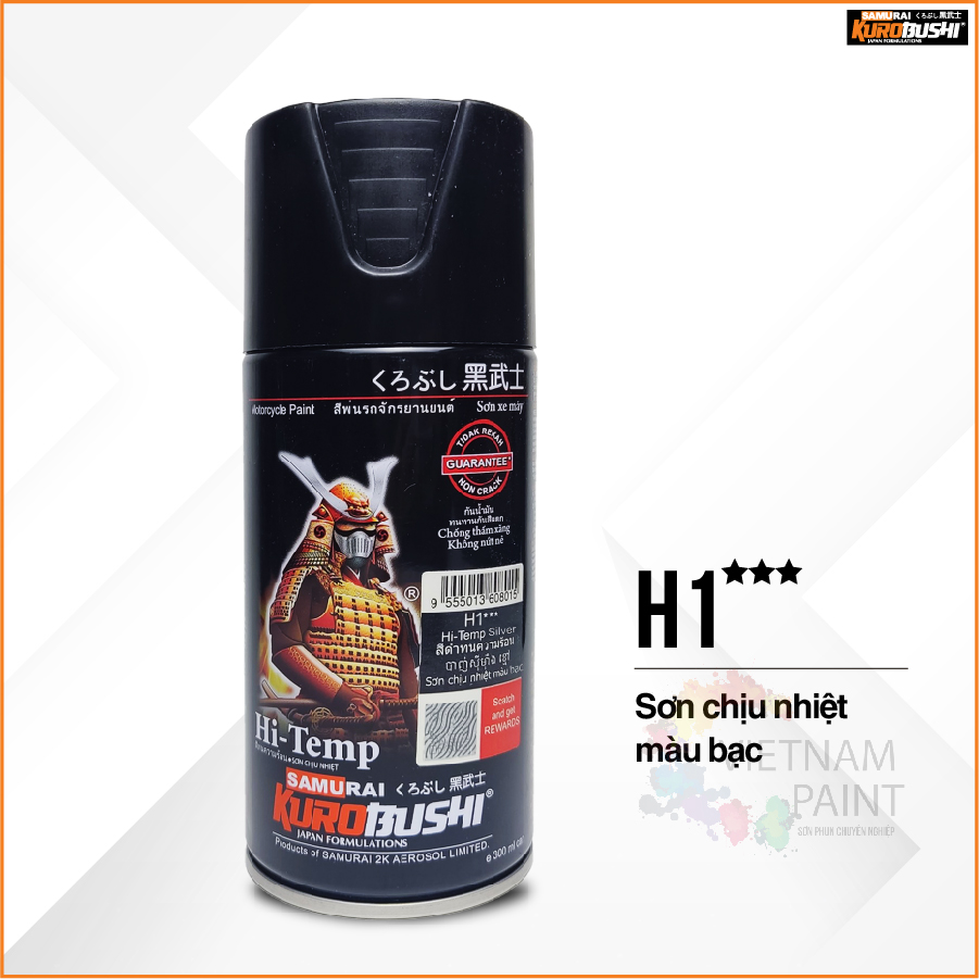 Sơn xịt Samurai Kurobushi - MÀU BẠC SƠN CHỊU NHIỆT H1