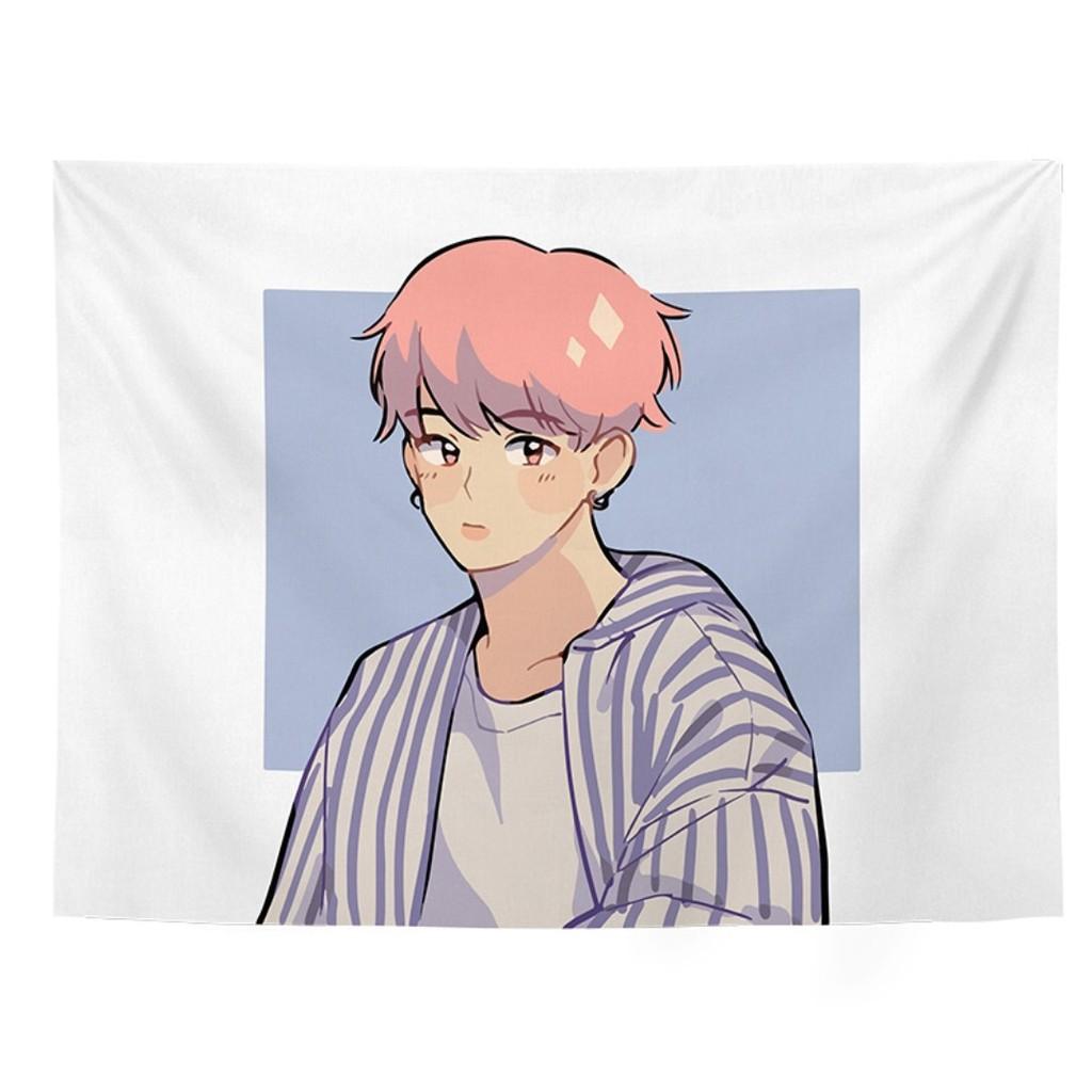 Thảm treo tường phong cách Anime decor phòng ngủ, vải treo tường vintage