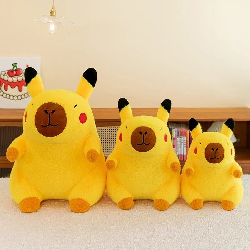 Thú nhồi bông capybara cosplay pikachu dễ thương - Size từ 35cm đến 45cm - Quà tặng gấu bông chuột lang êm mịn