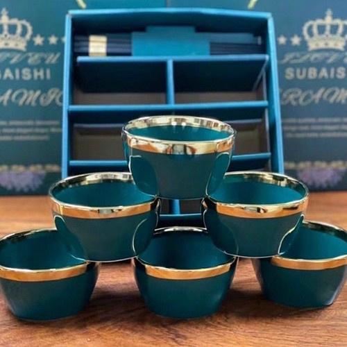 Bộ Bát Sứ Xanh Cổ Vịt Viền Vàng Phong Cách Nhật Bản Sang Trọng
