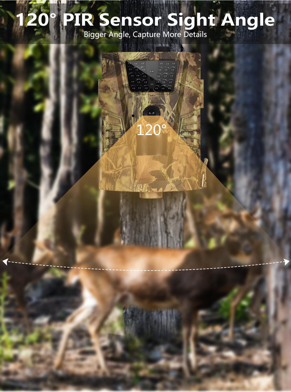 1080P 12MP Trail Camera IP54 Waterproof Hunting Camera with 90-degree Wide Angle Motion Sensor 65FT Night Vision 940nm Infrared Monitoring Camera 1.1S Trigger Speed with Remote Control