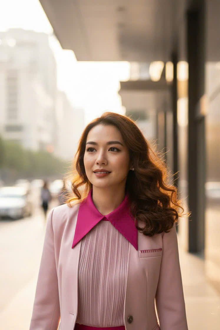 Áo Khoác Blazer, Áo vest Nữ Hồng Pastel Thêu Tay thời trang thiết kế Hity TOP237