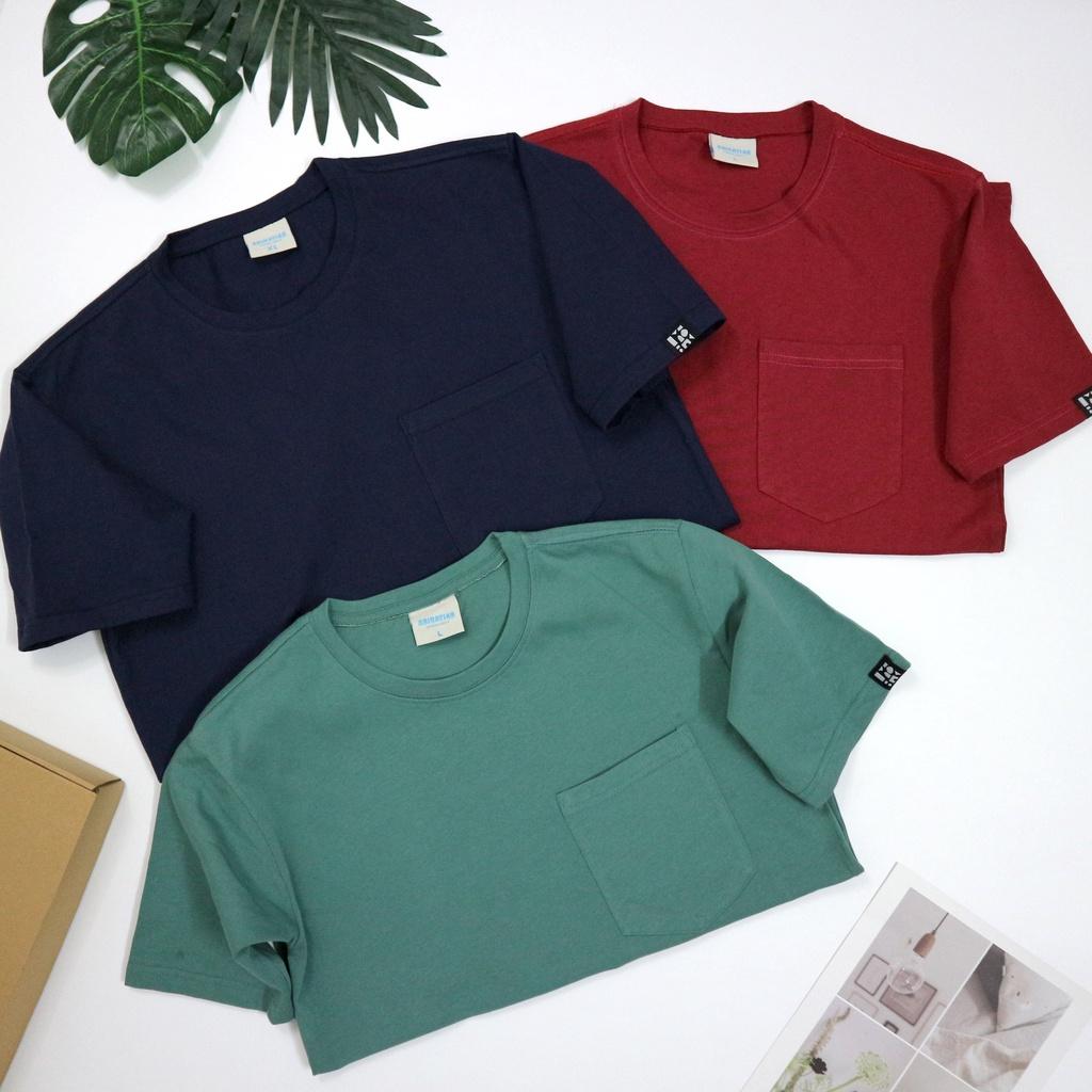 Áo Thun Phối Túi Đơn Giản Unisex Form Rộng