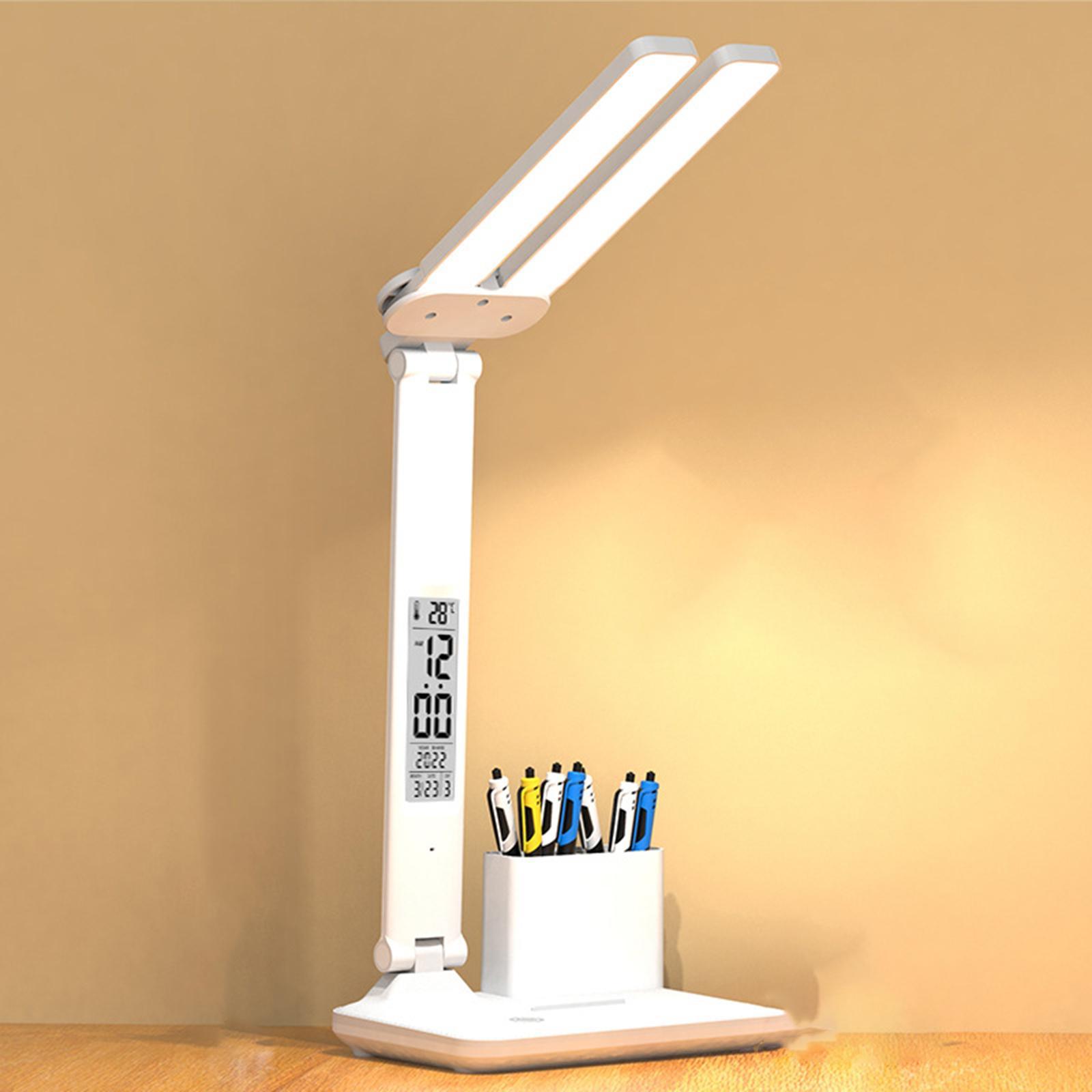 Table Lamp Office Home with Clock, Date, Temperature Lighting LED Desk Lamp