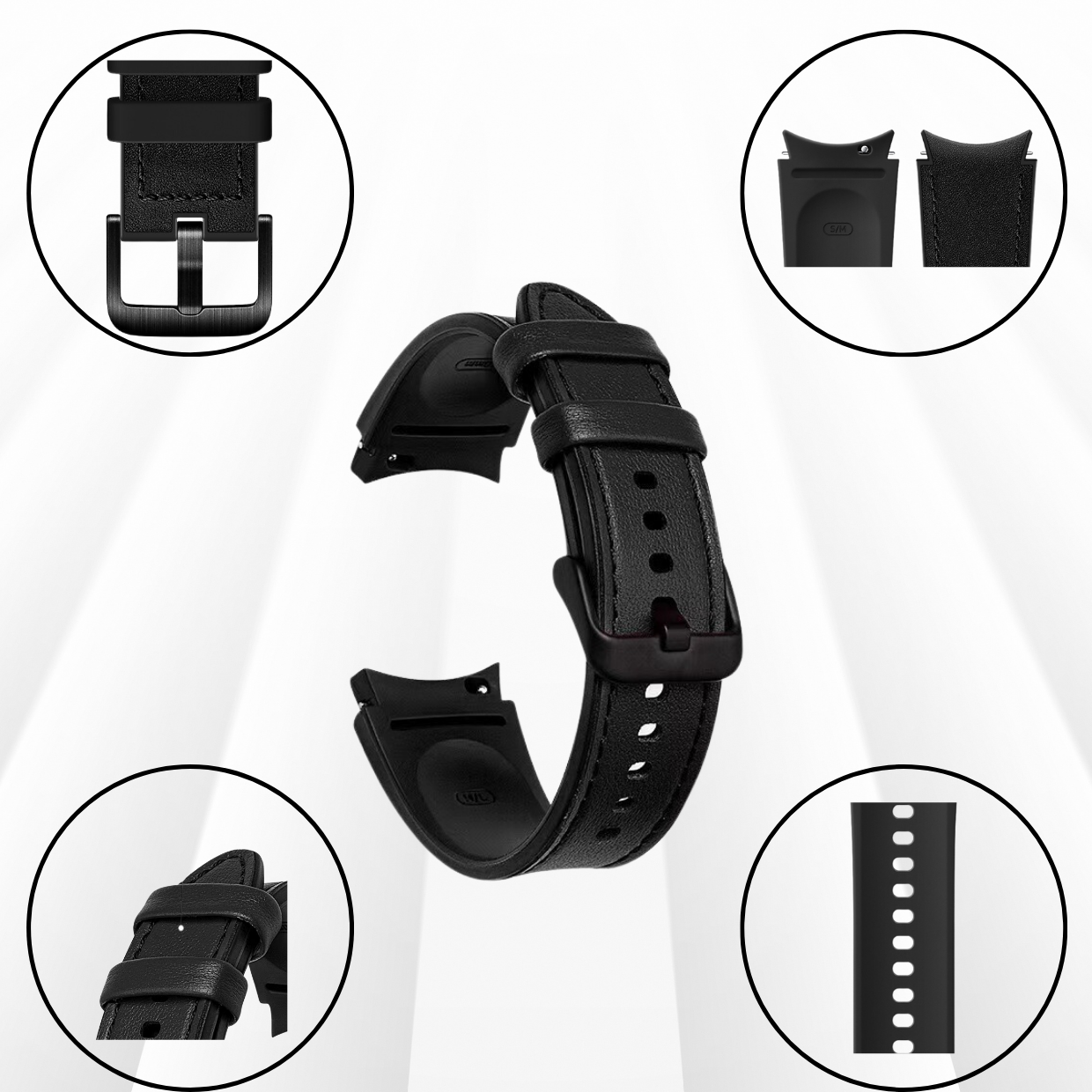 Dây Da Silicone Chống Nước Dành Cho Samsung Galaxy Watch 4/ Galaxy Watch 5/ Watch 5 Pro, Kai.N Classic Hybrid Leather - Hàng Chính Hãng