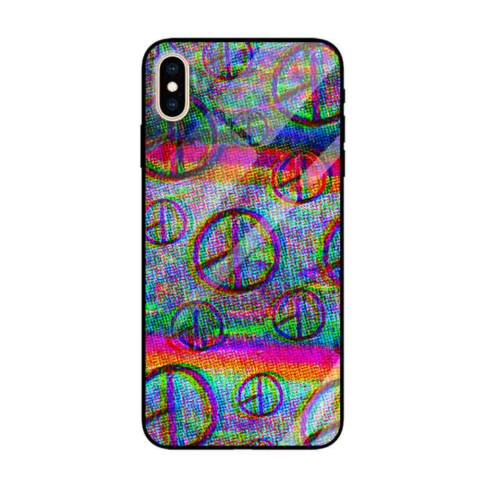 Ốp lưng kính cường lực cho iPhone X /Xs Nền Peace Vòng Tròn   - Hàng Chính Hãng
