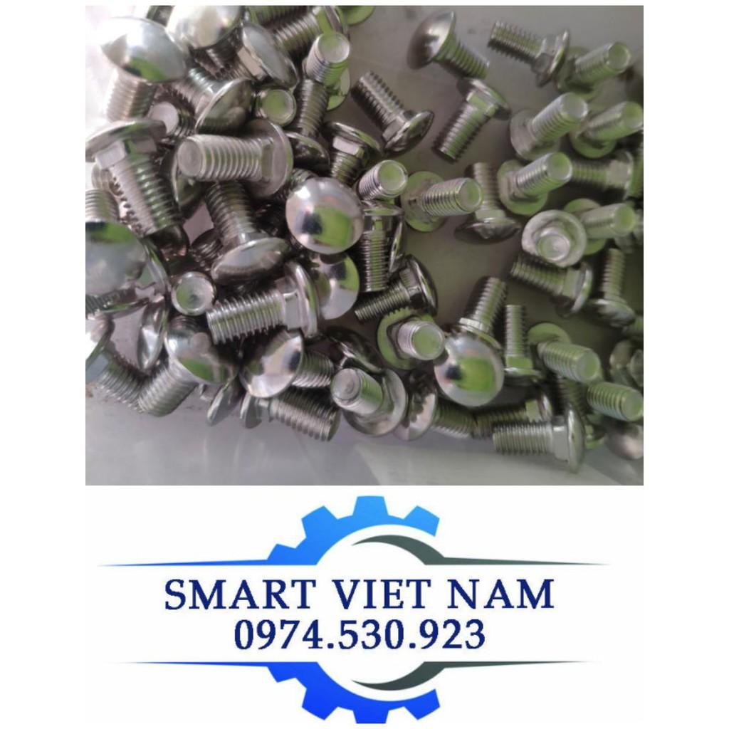 Bulong đầu tròn cổ vuông inox 201 M6 Combo 50 chiếc