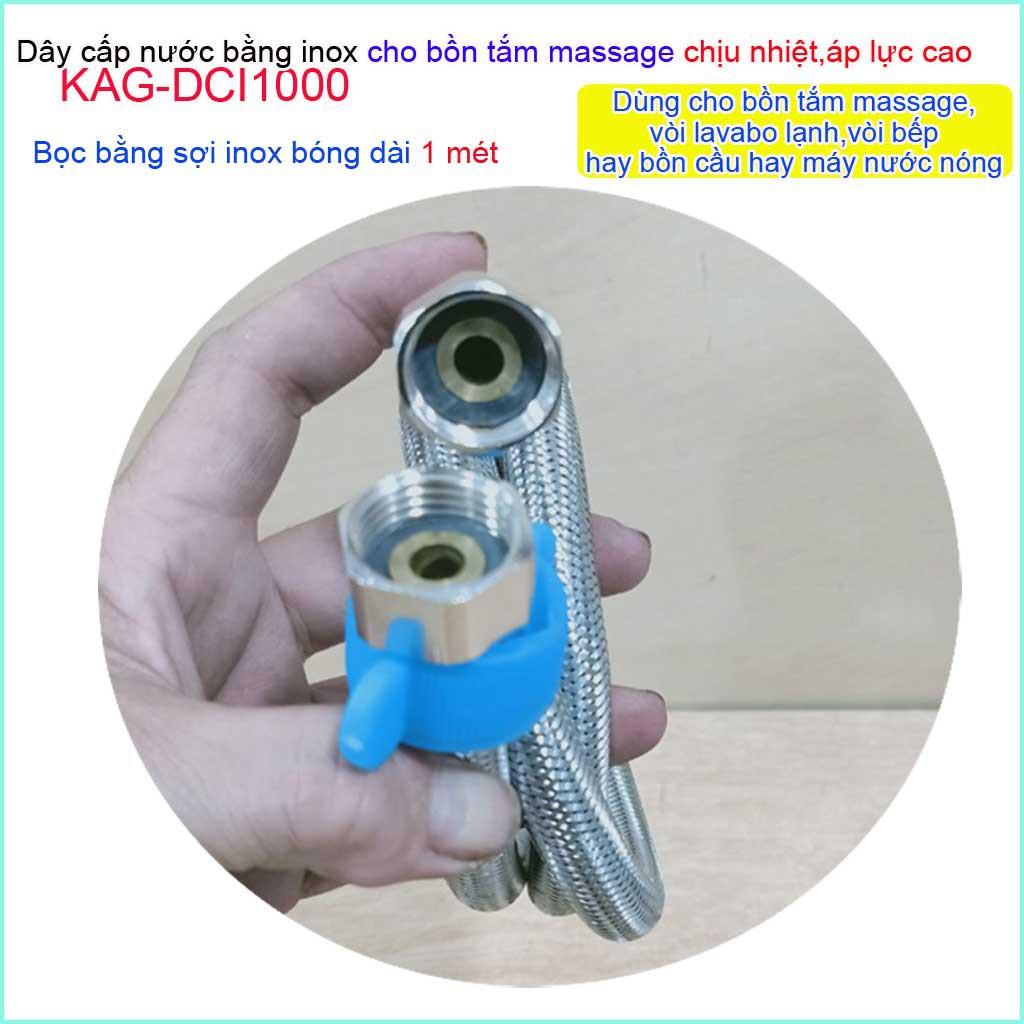 Dây cấp nước Inox chịu nhiệt KAG-DCI1000 , dây cấp nước dài 100cm chịu áp chịu nhiệt tốt dây dẫn nước bình nóng