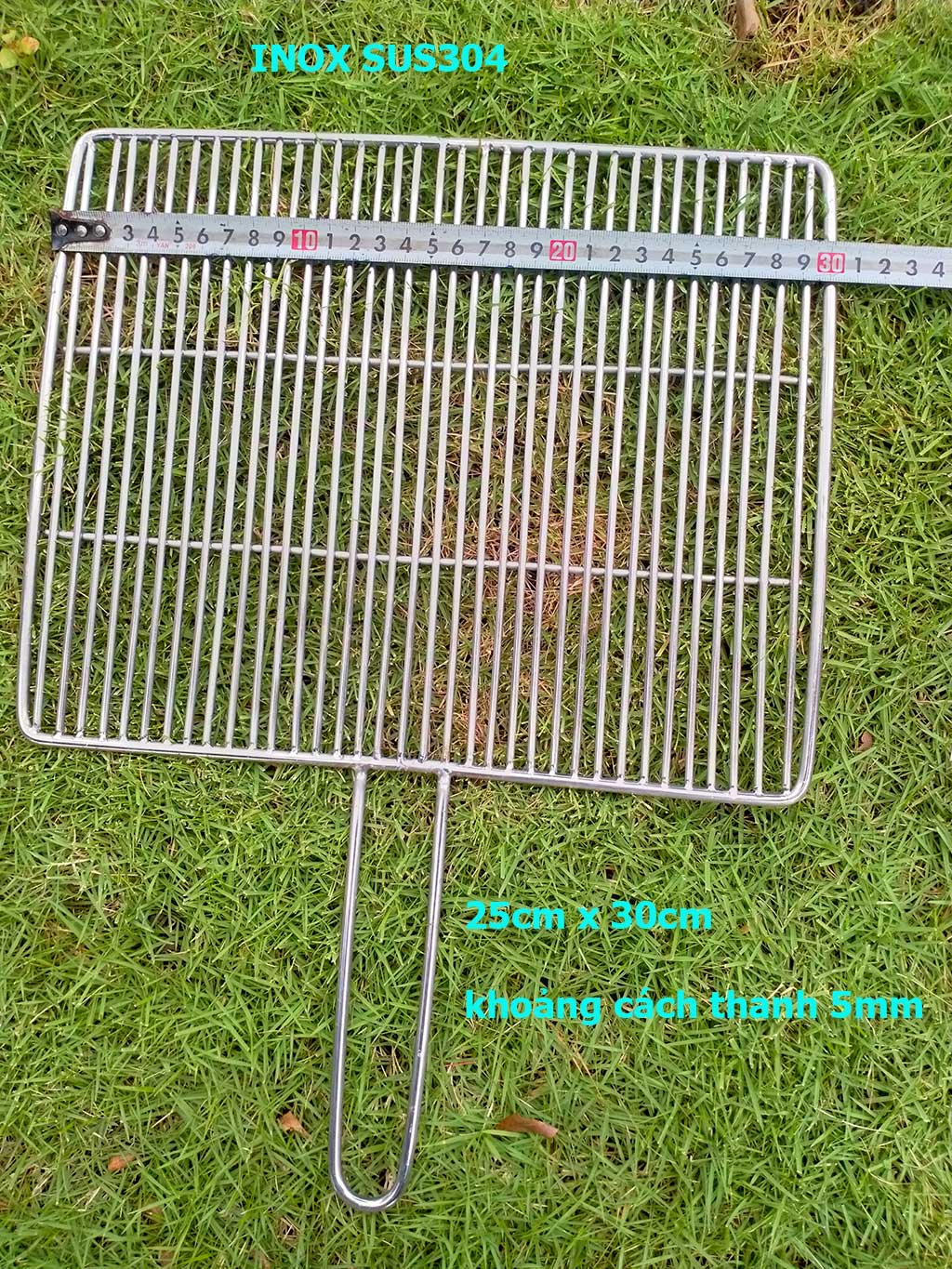 Vỉ nướng inox sus304 cao cấp - khoảng cách các thanh dày - kích thước 25cm x 30cm