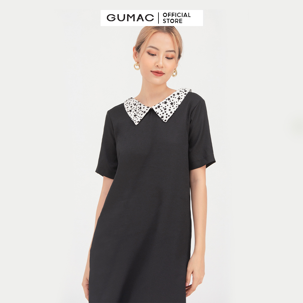 Đầm dáng xòe suông phối cổ GUMAC DB757