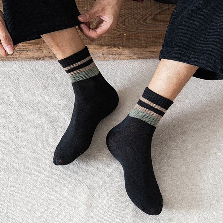 Combo 5 Đôi Tất Viền Cổ Thể Thao Nam Nữ Vớ Nam Nữ Cổ Trung Chất Liệu Sợi Cotton