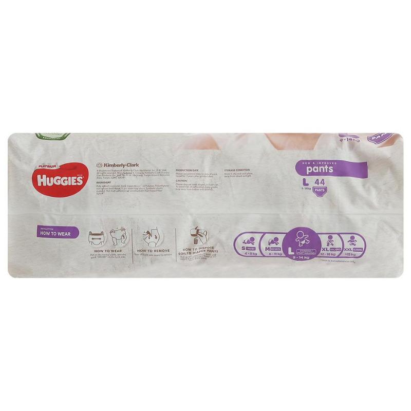 Tã quần Huggies Platinum natural made size L 44 miếng (cho bé 9 - 14kg)