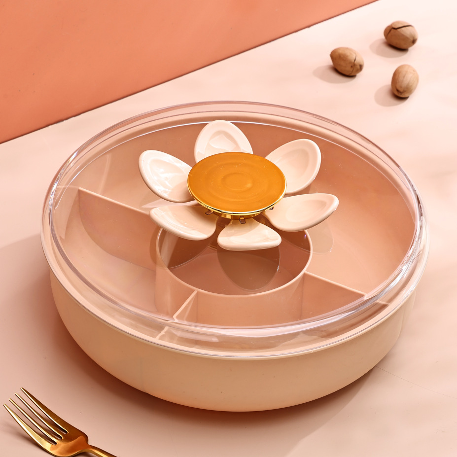 Khay Mứt Tết Hoa 7 Cánh Kèm Xiên Có Nắp Trong Suốt – Khay Đựng Bánh Kẹo 5 Ngăn, Khay Hạt Dẻ – Trái Cây Cao Cấp Trang Trí Phòng Khách - HÀNG CHÍNH HÃNG MINIIN