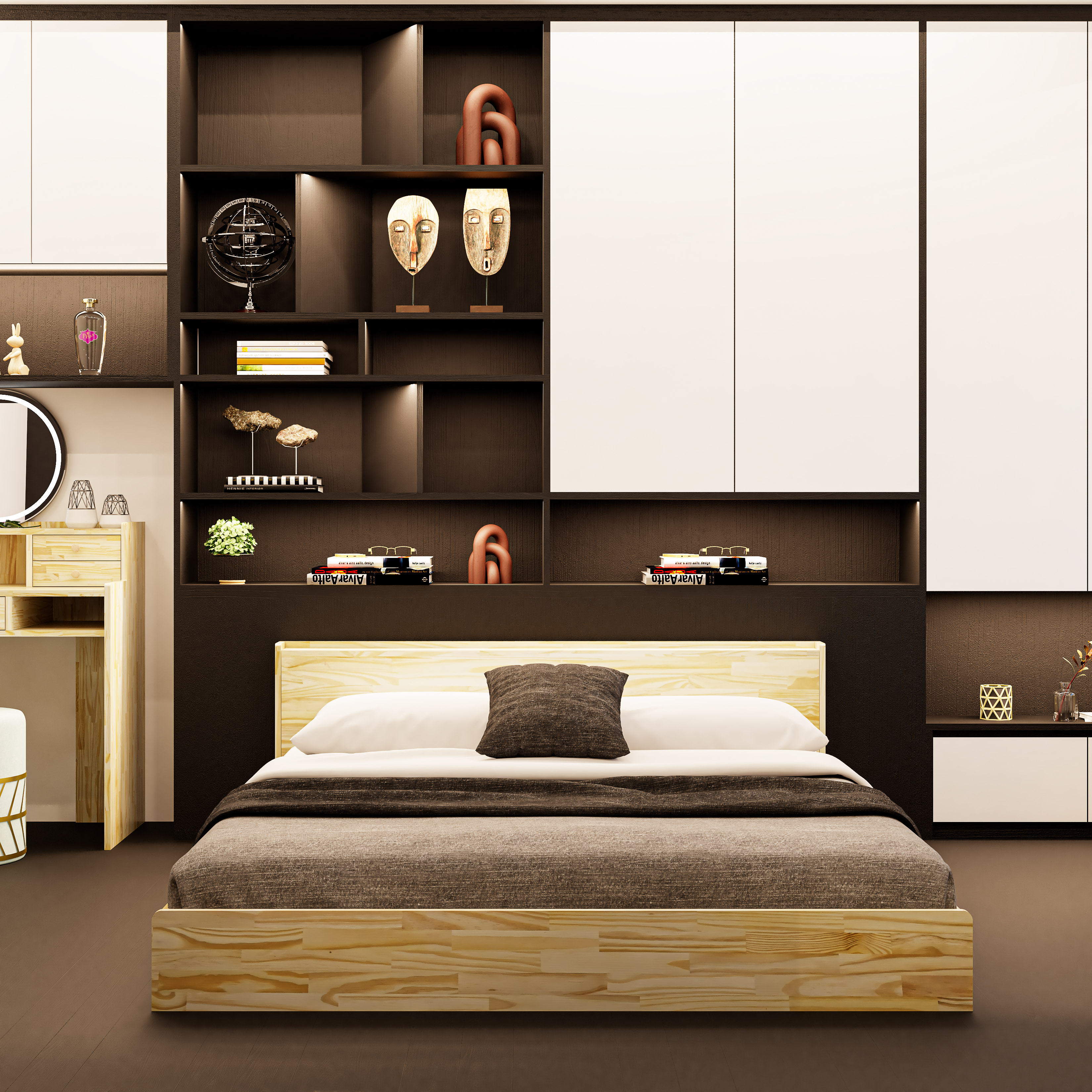 HAPPY FURNITURE , Gỗ tự nhiên , Giường ngủ bệt - GAMZE , GNG_186 GNG_187 GNG_188 GNG_189 , 214cm x 20cm, Dài x cao