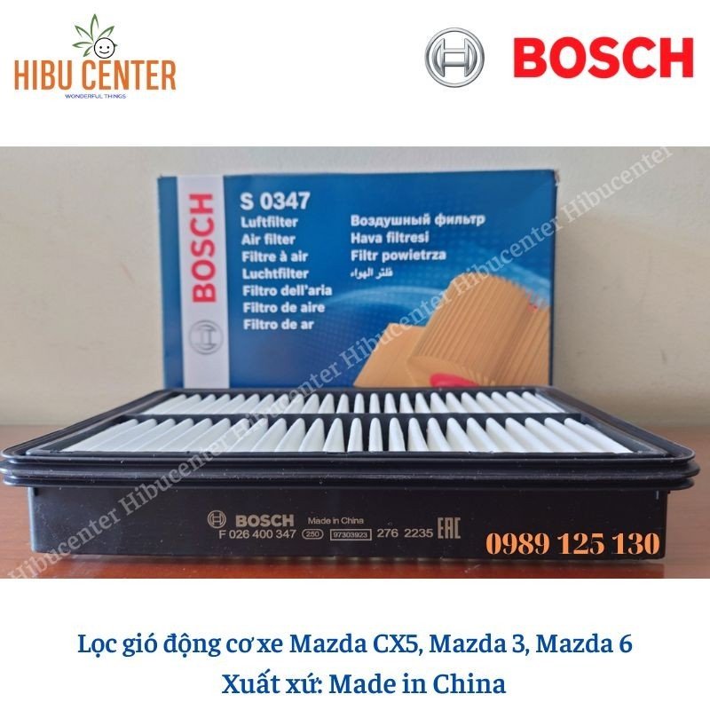 Lọc Gió Động Cơ BOSCH S0347 cho xe Mazda CX5, Mazda 3, Mazda 6 máy 2.0/2.5 | Hibu