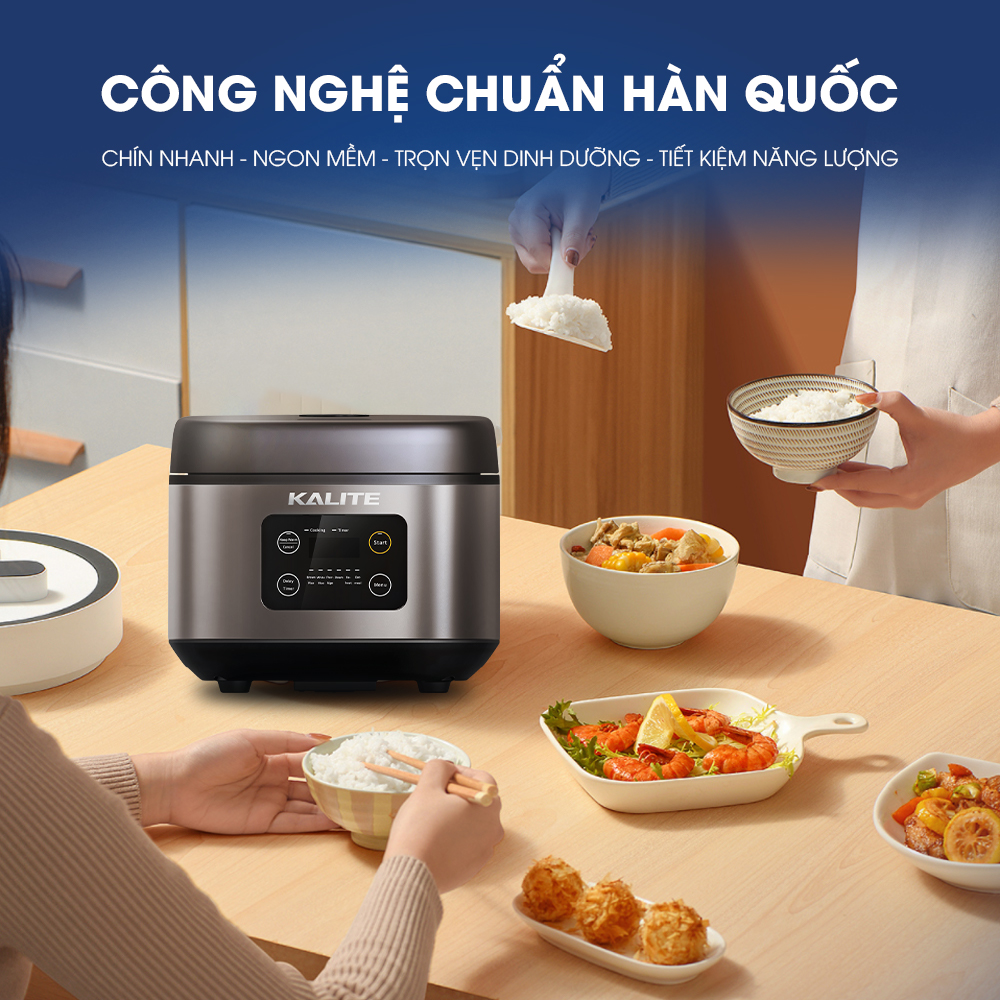 Nồi Cơm Điện Tử KALITE KL-620 Thương Hiệu Úc Công Suất 860W Dung Tích 1.8L 8 Chế Độ Nấu - Hàng Chính Hãng