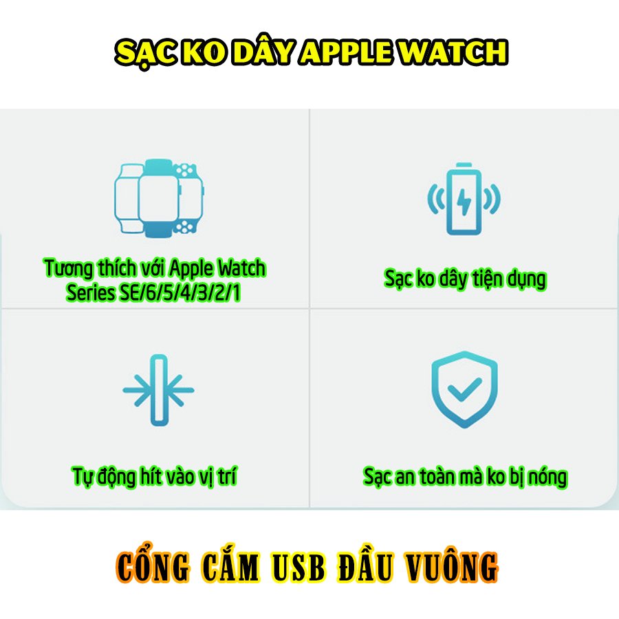 Đế Sạc Không Dây dành cho đồng hồ thông minh Apple Watch 38/40/42/44mm Series 1/2/3/4/5/6/Se cổng cắm USB cao cấp loại bỏ túi (Mã 886) - Trắng, Đen.