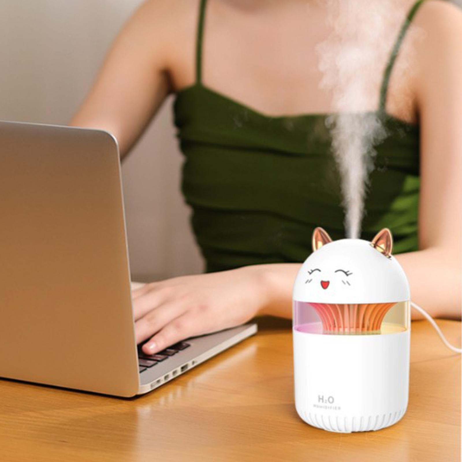 Lovely Cat Air Humidifier with Colorful Atmosphere Light Silent Portable Aromatherapy Diffuser for Car Bedroom SPA Travel Office